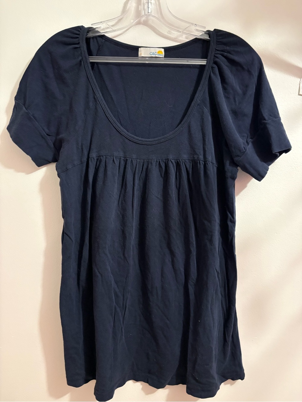 C & C California Navy Scoop Neck Short Sleeve Top